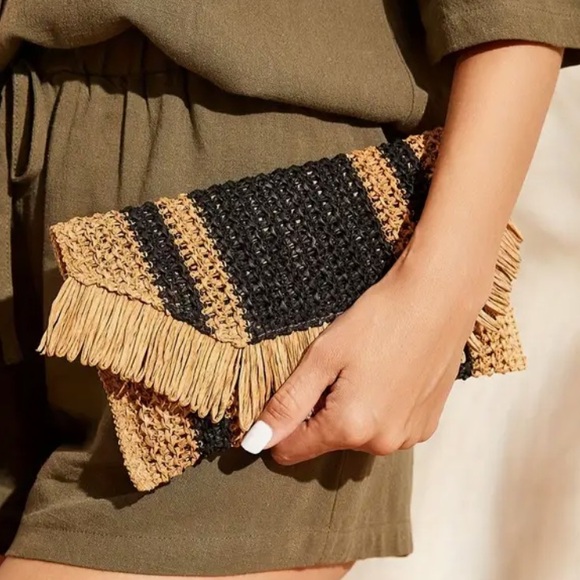 NWT Envelope Straw Clutch Bag